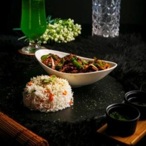 Beef Chili (Dry) With Fried Rice