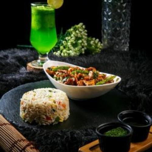 Prawn Chilli Dry With Fried Rice